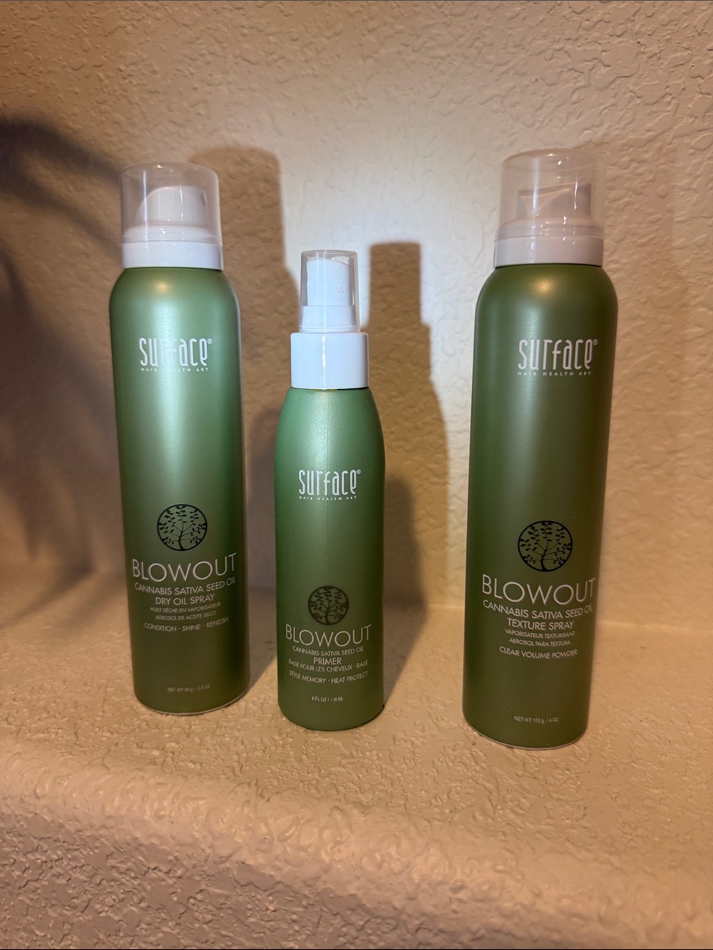 Surface blowout cannabis sativa seed oil trio set